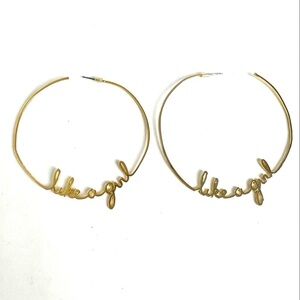 Large Gold Toned Hoops “Like A Girl” Spellout